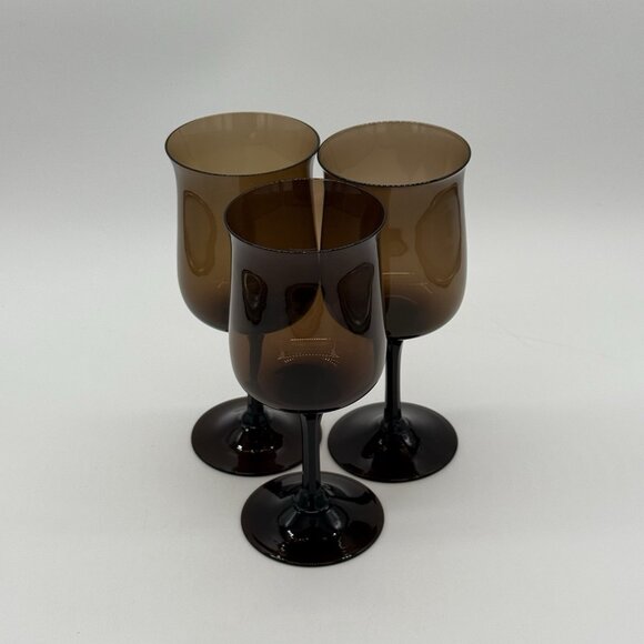 Lenox Crystal SET OF Three Espresso Brown Wine Water Goblets Expression Line - Picture 2 of 7